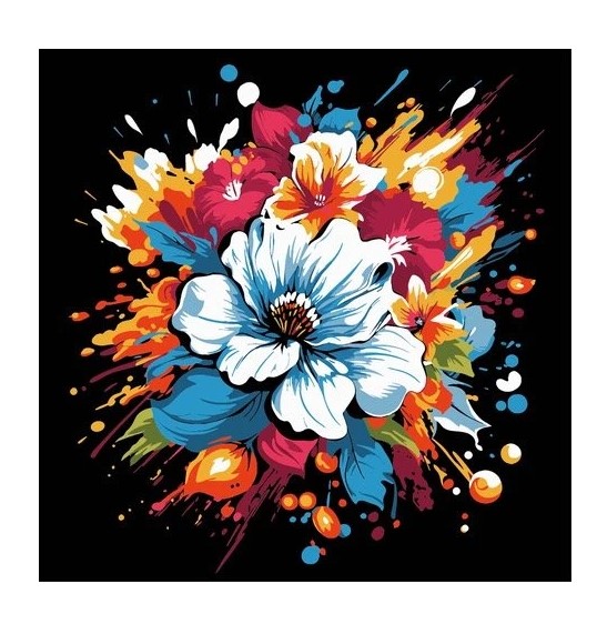 Malování podle čísel na černé plátno - Květina